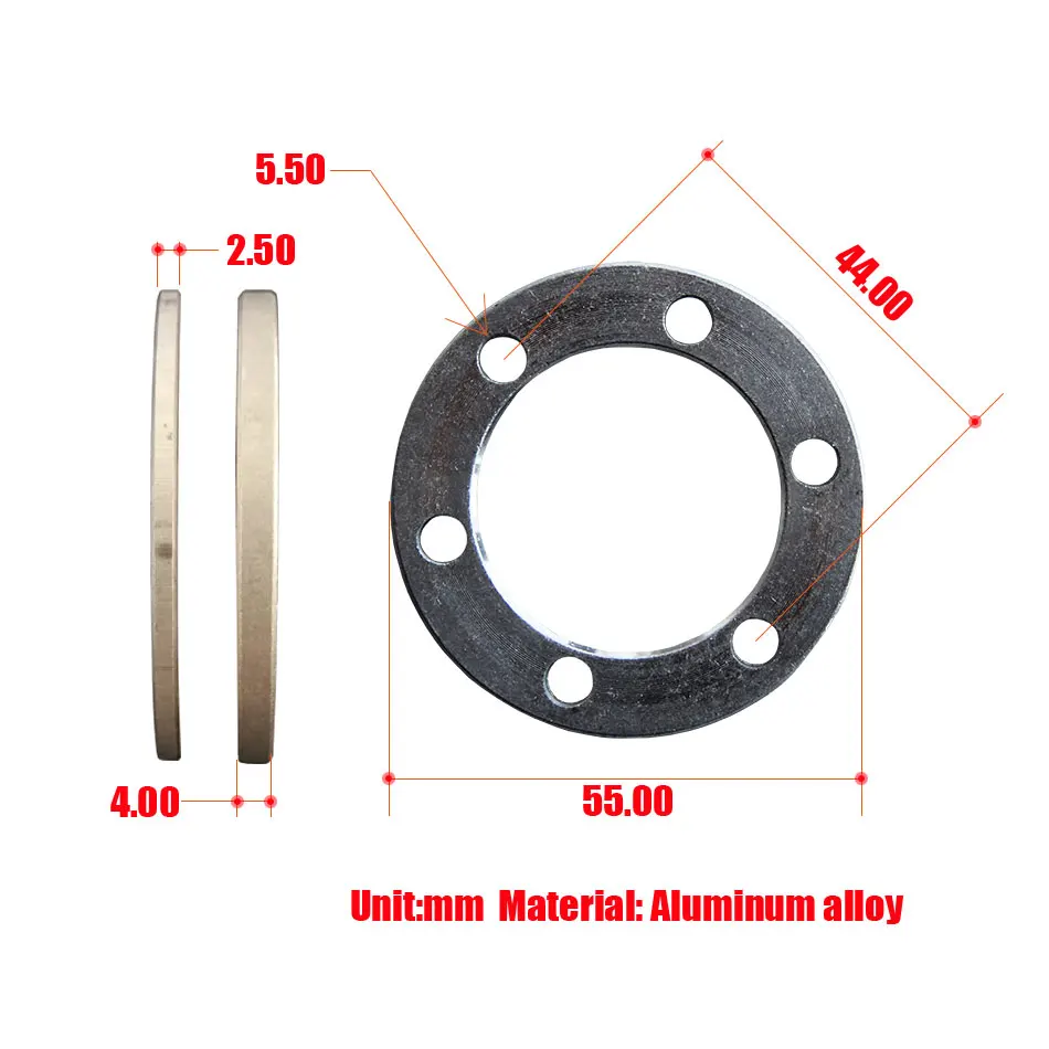 Electric Scooter Brake Disc 3 Gaskets Bicycle 6 Holes 2 Washers 4 Hub 5mm Flower Drum Heightening Aluminum Pad Bike Black Washer