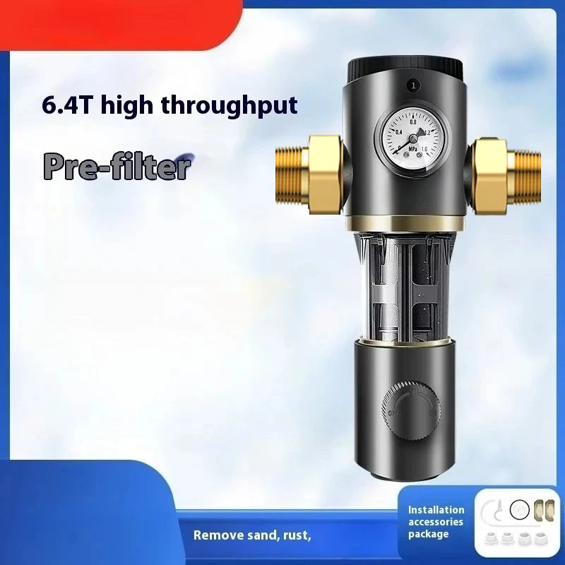 

40-микронный фильтр для воды от осадка для всего дома со скребком, многоразовая заподлицовая система предварительной фильтрации для города