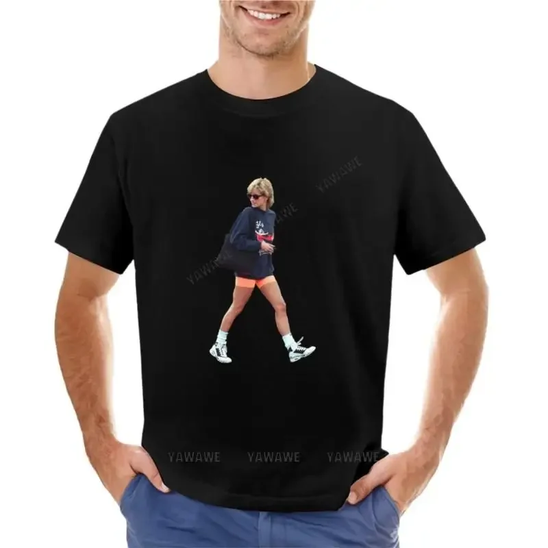 Camiseta transparente de princesa Diana para hombre ropa de calle de verano color negro liso