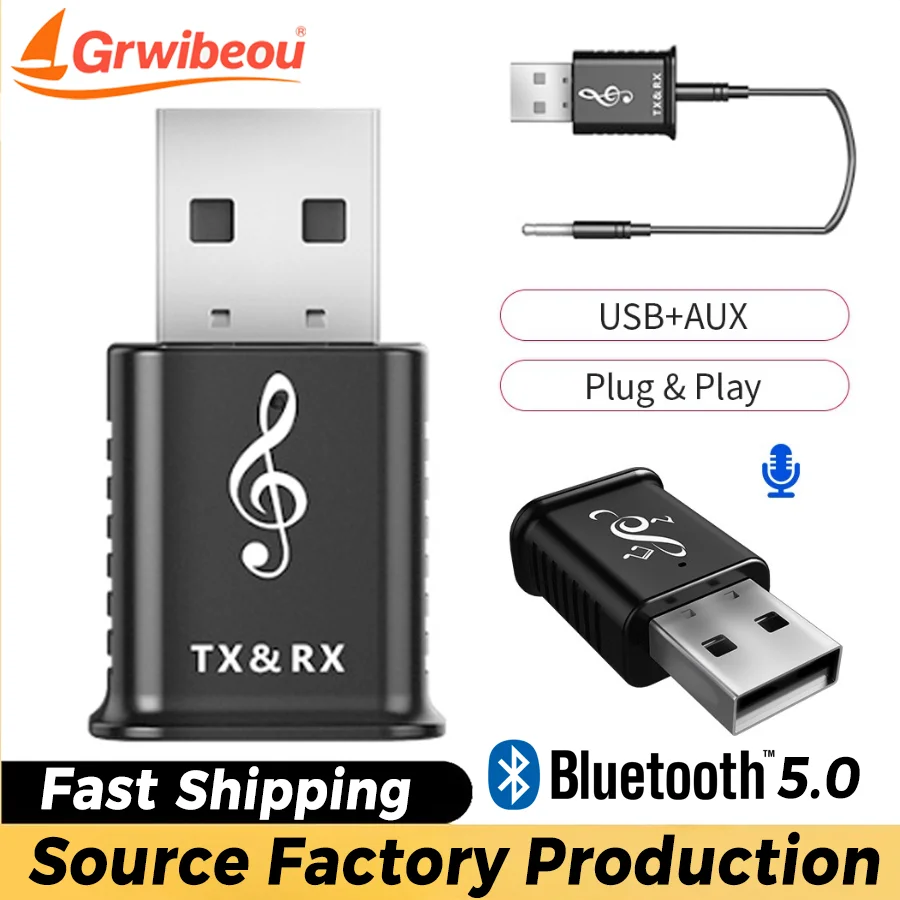 

2-in-1 Car Bluetooth 5.0 Car Transmitter Receiver 3.5Mm Aux Usb Power Audio Adapter for Pc Computer Receptor Laptop Earphone Car