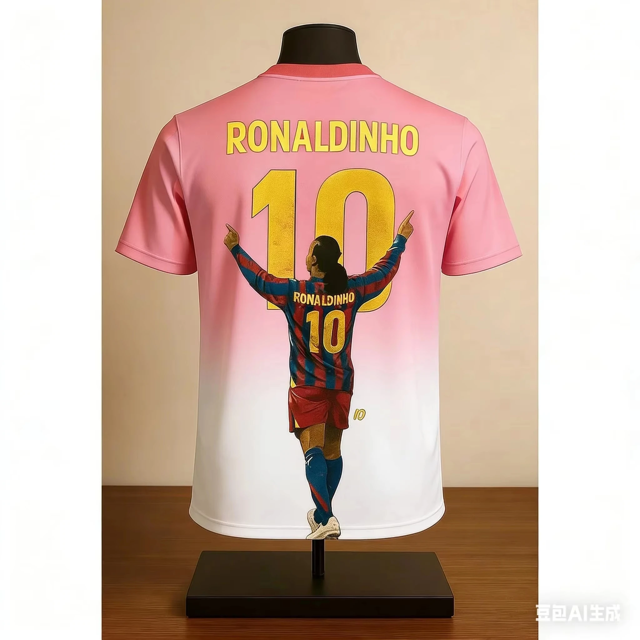 Barca Stripe Ronaldinho #10 Print Football Jersey T-shirt Comfortable Breathable Summer Sports Stylish T Shirt Kids/Adult Outfit