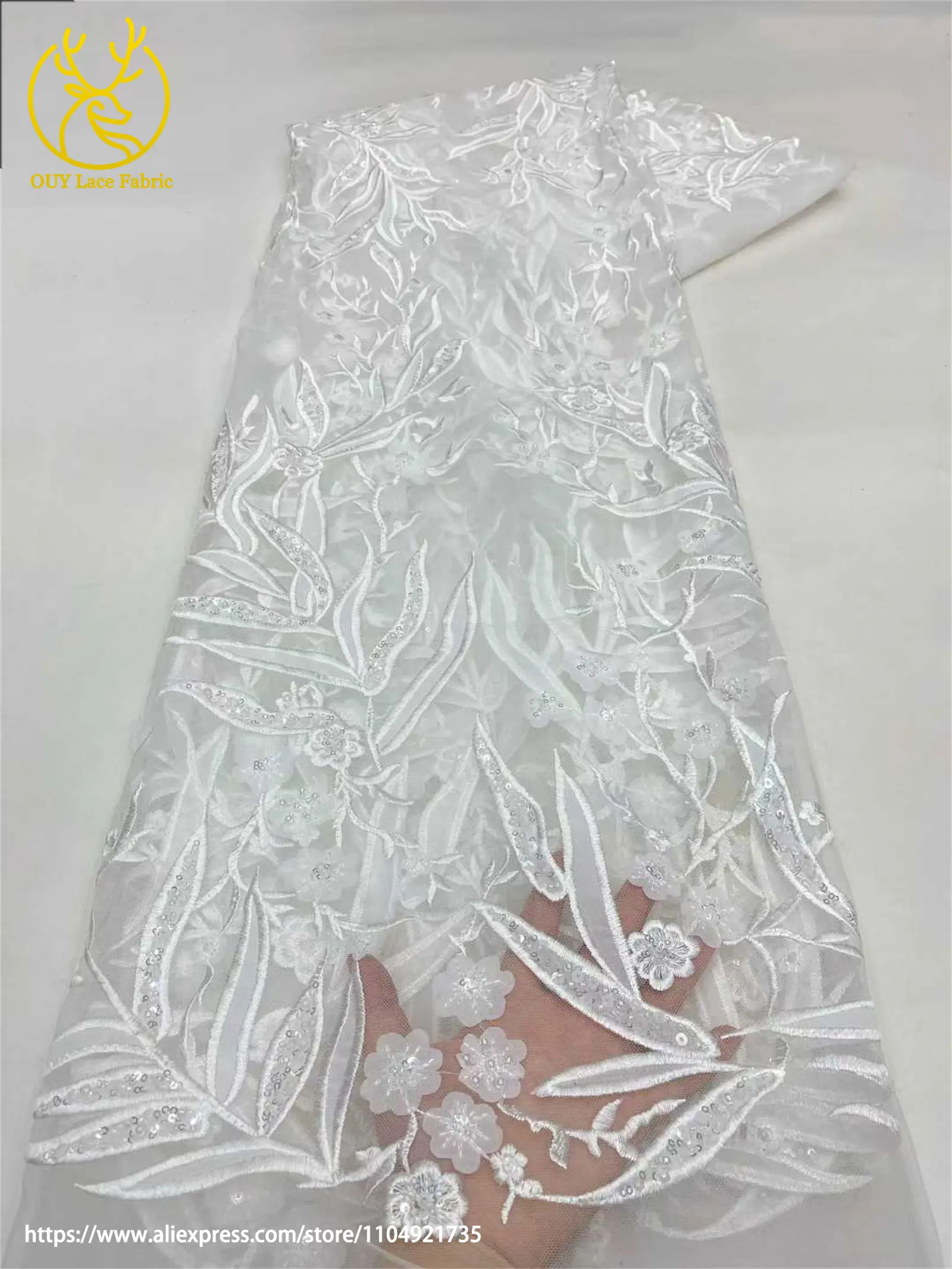 Mode Französisch Mesh Bräutigam Bestickte Spitze Stoff Hohe Qualität Afrikanische Nigerian Pailletten Spitze Stoff Damen Hochzeit Party Kleider – Detail 19