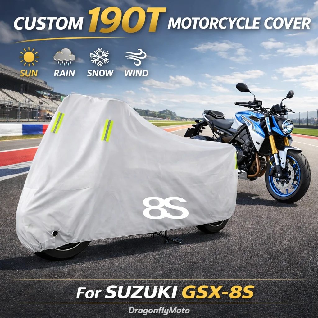 

For SUZUKI GSX-8S GSX8S GSX 8S 2023 Motorcycle Cover Silver Waterproof UV Rain Dust Sun Outdoor Indoor Protector