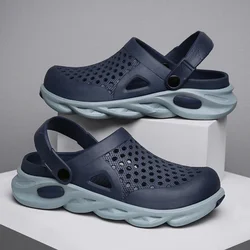 Sandalias informales para hombre y mujer, zapatos de agua con agujeros de goma de alta calidad, Zapatillas de malla transpirables, zapatillas planas de playa al aire libre, 2023