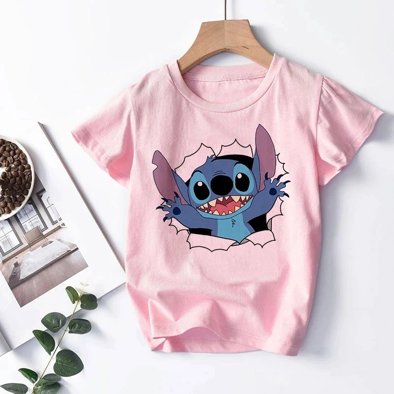 NEW in Kawaii 90s Lilo Stitch Cartoon T Shirt Children Kids Stitch Cute Manga T-shirt Y2k Graphic Tshirt Girl Boy Top Tees