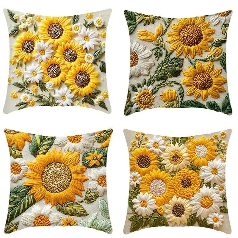 1pcs 45cm 3D Sunflowers Cushion Pillow Cover Elegant Home Sofa Decoration Cushions Cover Pillowcase