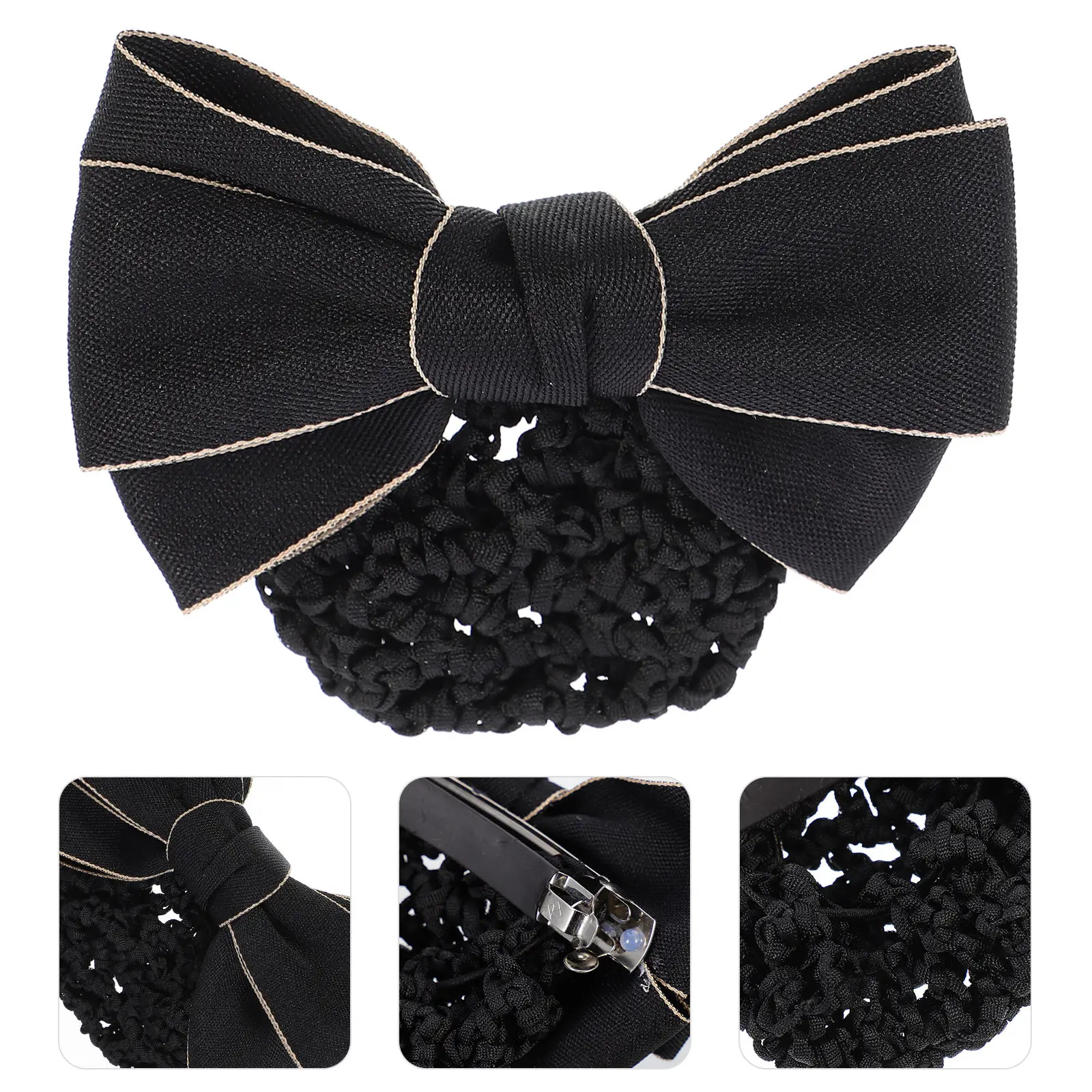 

2Pcs Professional Hair Snood Net Bow Snoods Strong Clip Hair Accessories for Women Bun Cover Headdress Suitable for Work