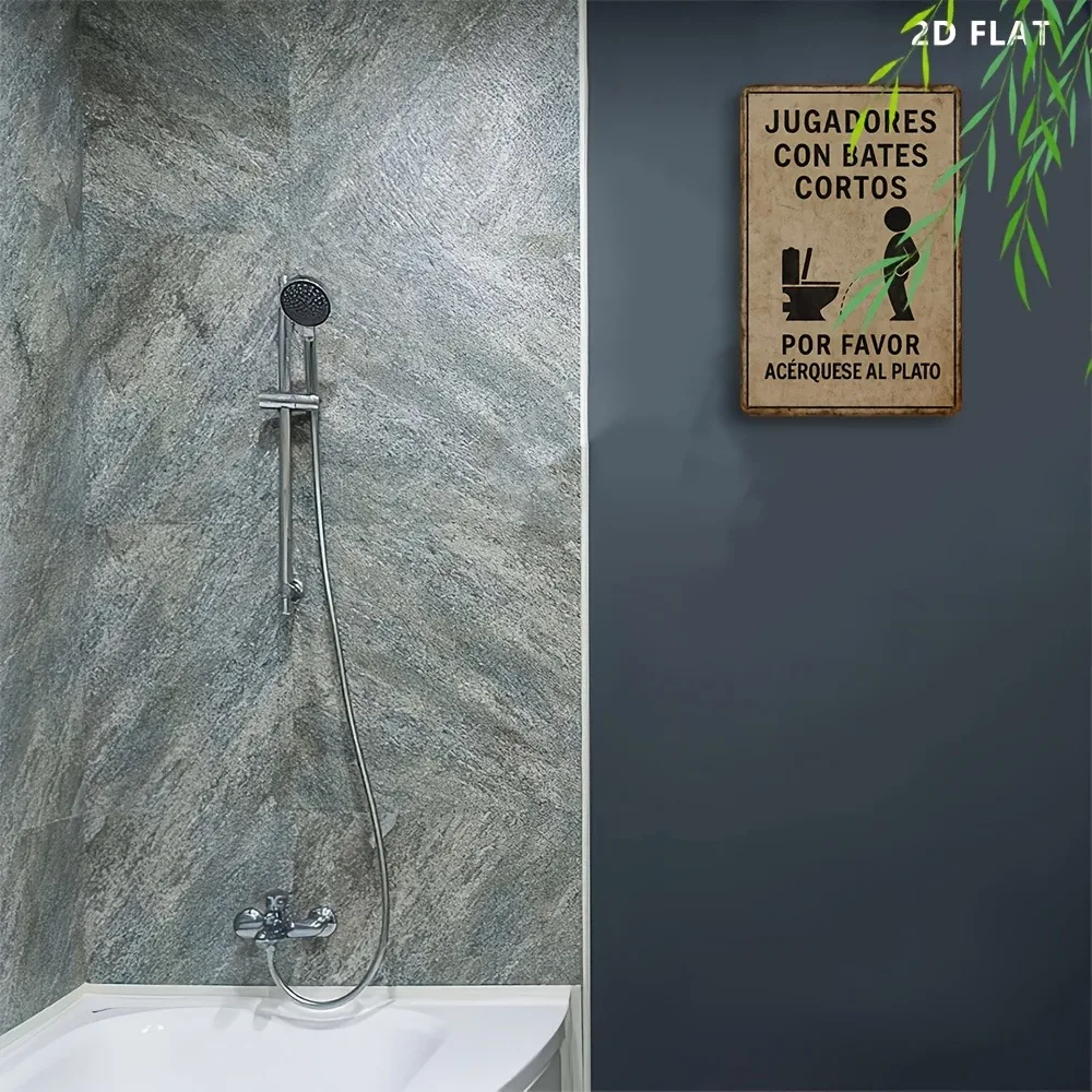 CIFBUY Retro Spanish Urinal Instructions Aluminum Wall Art Waterproof Rustproof Metal Decor for Home Bathroom Vintage Sign