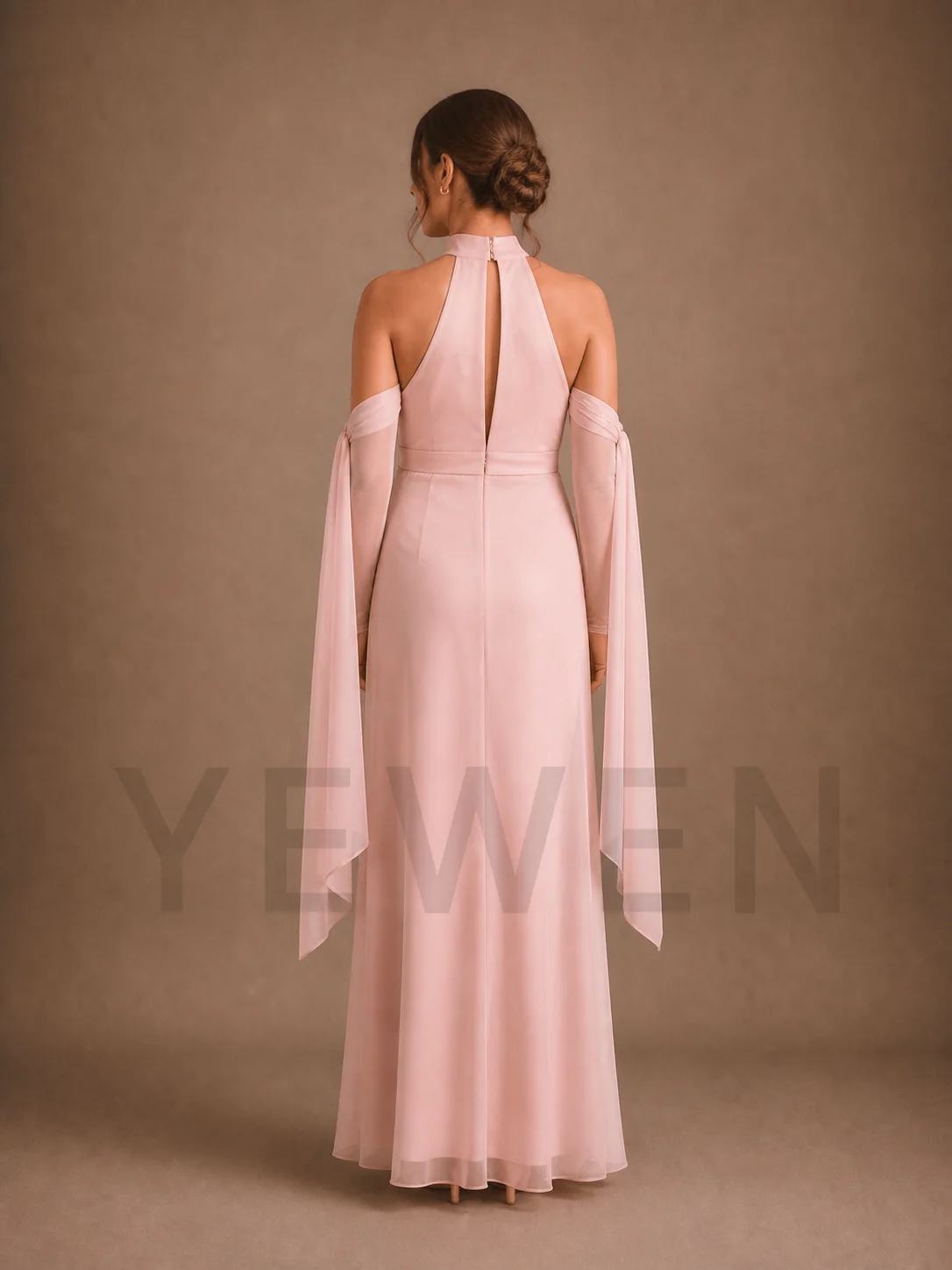 Blush Pink Halter Maternity Baby Shower Dress Maternity Maxi Dress ZX021 view 5