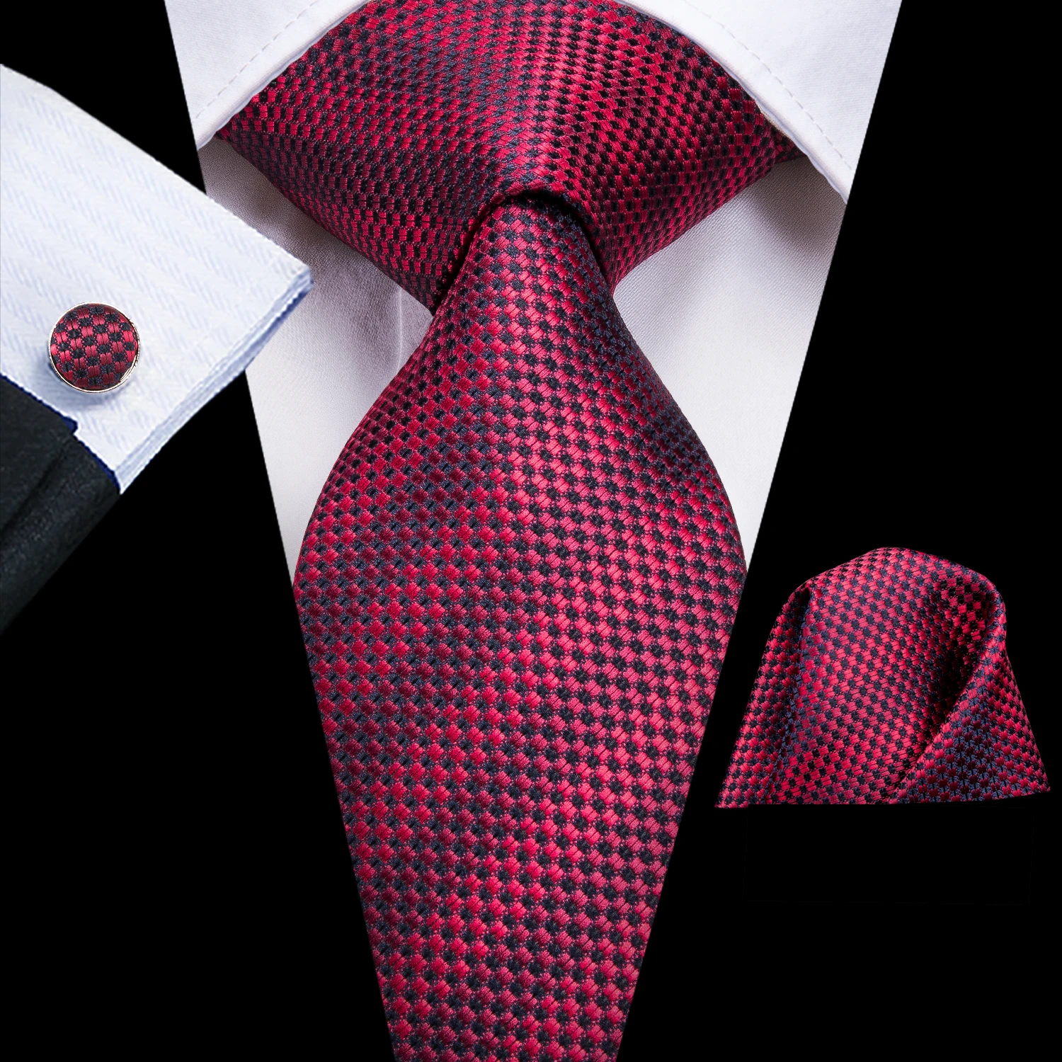 Hi-Tie para hombre, conjunto de corbata de boda de seda de Cachemira vino tinto Borgoña, diseño de moda, mancuerna de calidad, envío directo