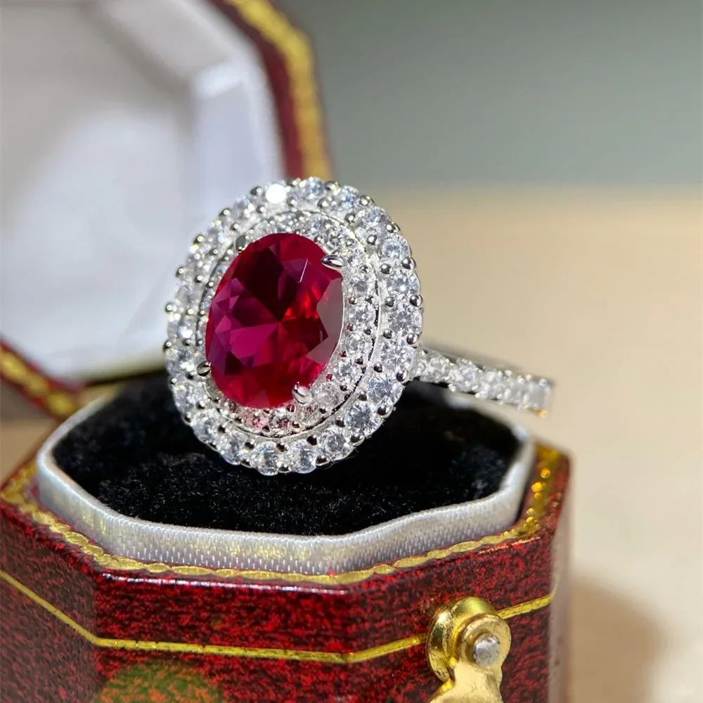 Goldpure Luxury Solid Platinum PT950 Women's Pigeon Red Diamond Ring Pigeon Egg Complete Moissanite Diamond Ring