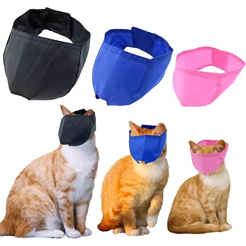 Cat Anti-bite Muzzles Breathable Nylon Protective Hood Cat Grooming Restraint Bags For Prevent Cats From Biting Nail Trimming