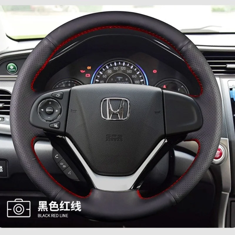 

For Honda Steering Wheel Cover Hand-sewn Leather 13 15 16 17 Crider 12 13 15 16 CRV Custom Car Steering Wheel Braid Cover