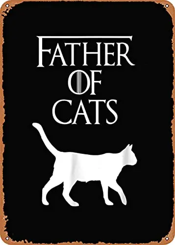 Mens Father of Cats Vintage Look Metal Sign Patent Art Prints Retro Gift 8x12 Inch