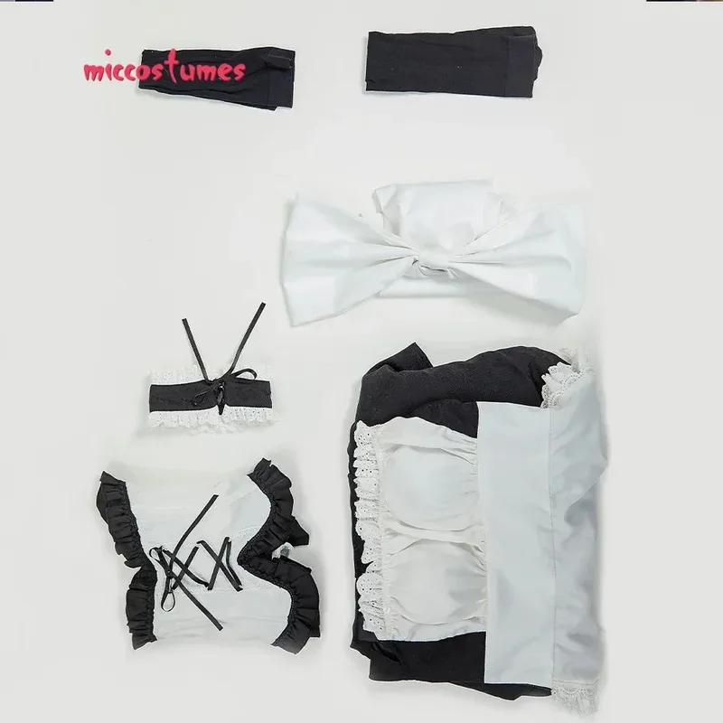 25COSMiccostumes 여성용 미사키 코스프레 의상 메이드 복장과 헤드 밴드 초커 할로윈 코스프레 의상