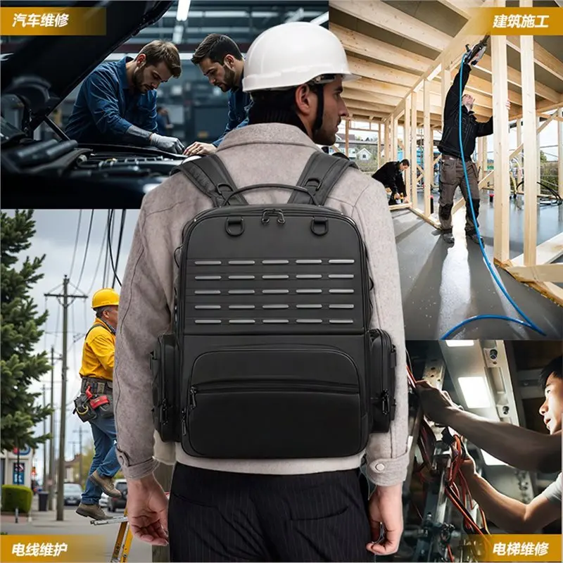 VEHO-Tool Bag Zaino da uomo con 3 buste per attrezzi, borsa organizer per riporre con spallacci imbottiti e supporto per cintura in vita