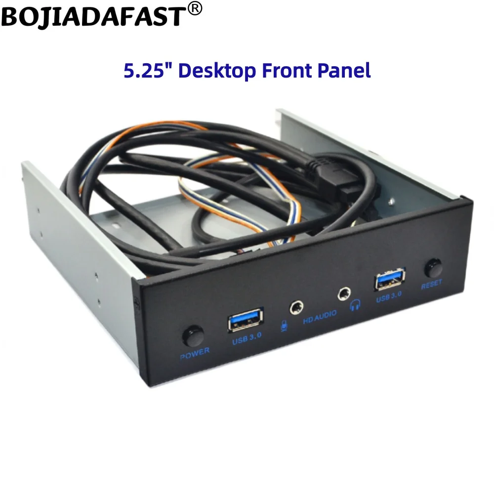 

5.25" CD-Driver Desktop Front Panel With Dual USB 3.0 Type-A + 3.5MM HD Audio Port + Power & Reset Button For PC Computer Case