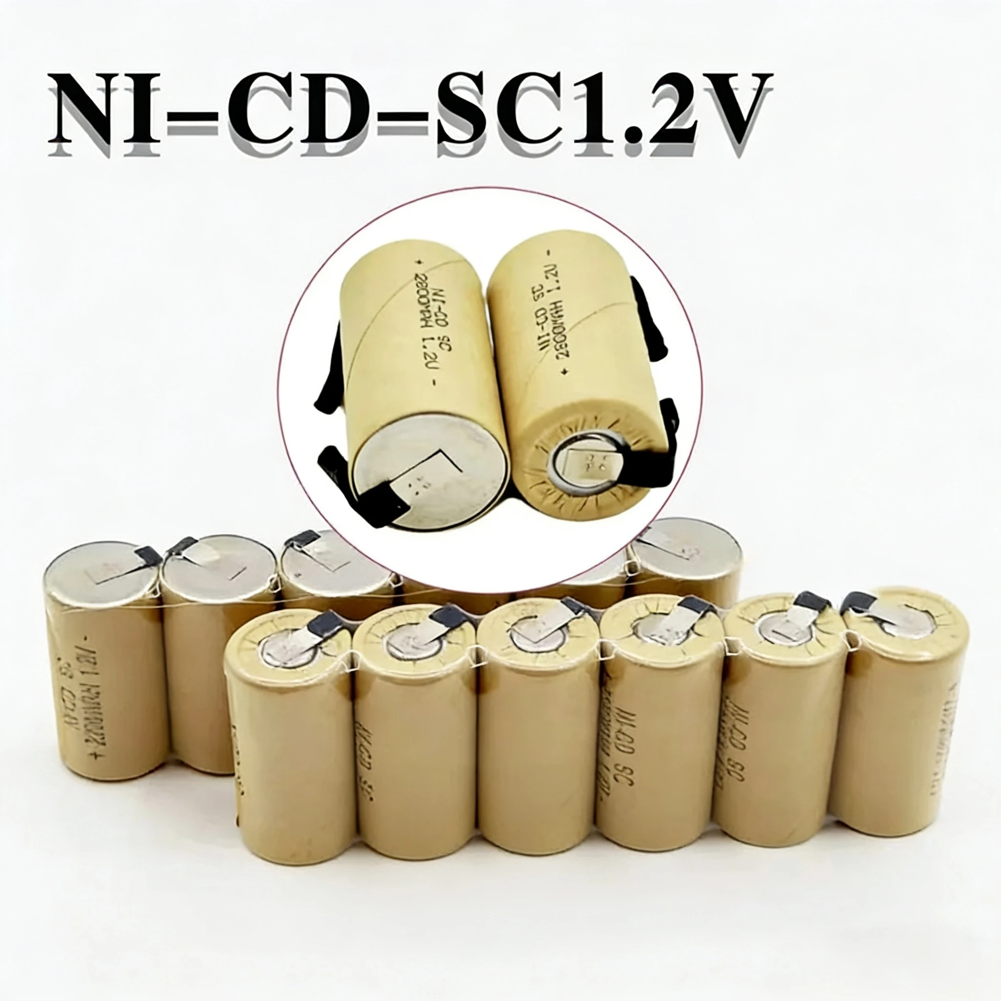 

Screwdriver Electric Drill SC Batteries 1.2V 2800mAh Sub C Ni-Cd Rechargeable Battey With Tab Power Tool NiCd SUBC Cells