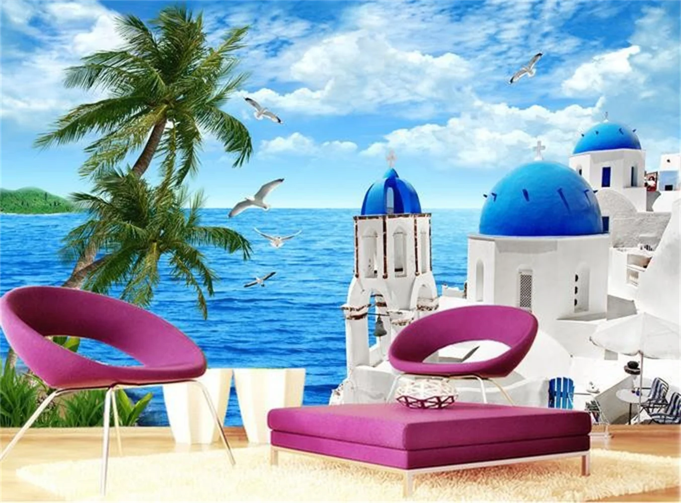 

beibehang 3d stereoscopic beach sights murals Europe TV backdrop wallpaper living room bedroom photo wall paper