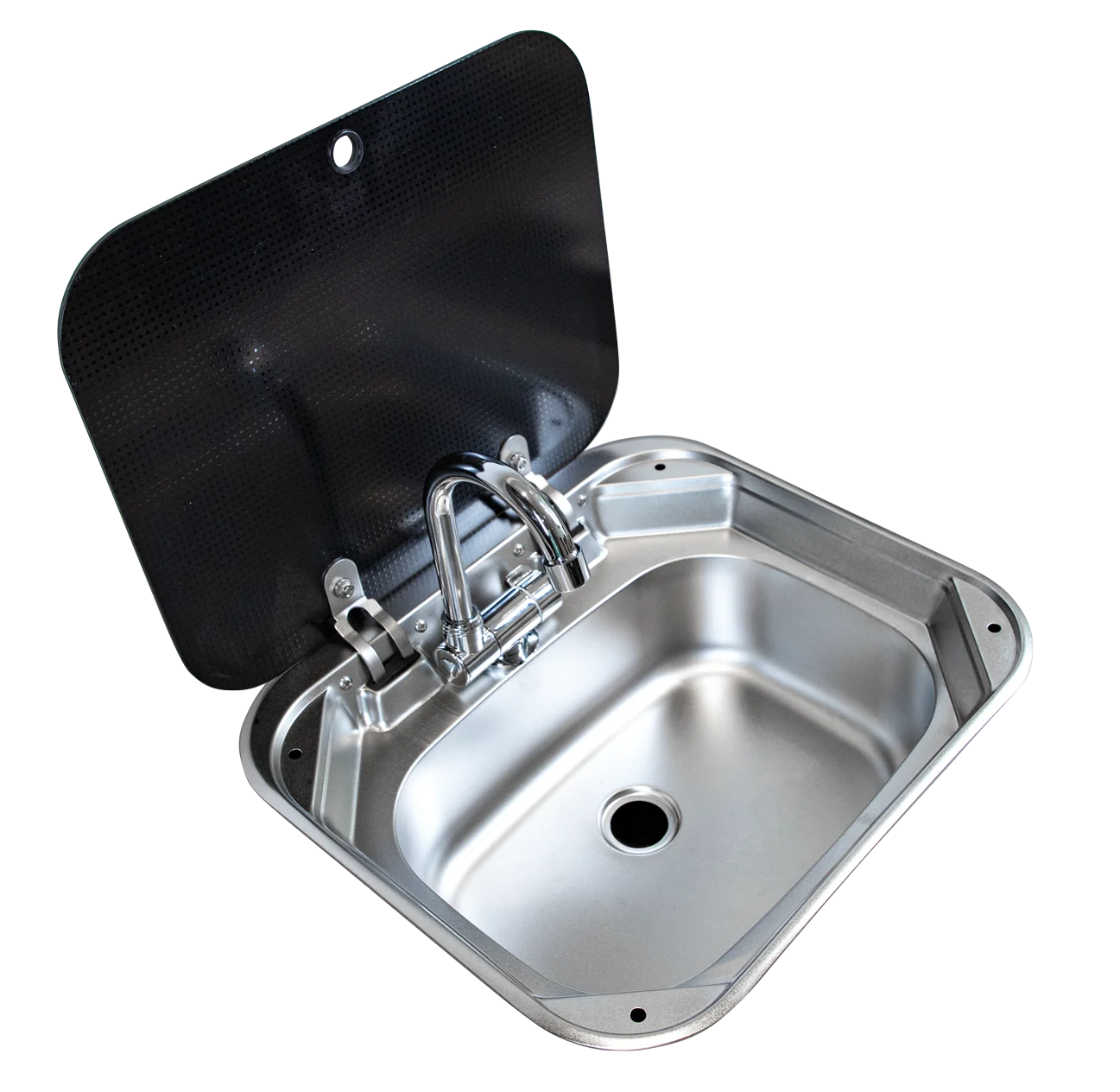 RVS Caravan Campers Traveling Trailers Stainless Steel Single Bowl Square Kitchen Sink With Faucet Modern Design