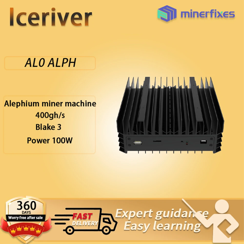 

Новый майнер ICERIVER ALPH AL0 400GH/s ±5% хешрейт 100 Вт Power Blake3 Alephium Asic Miner с блоком питания