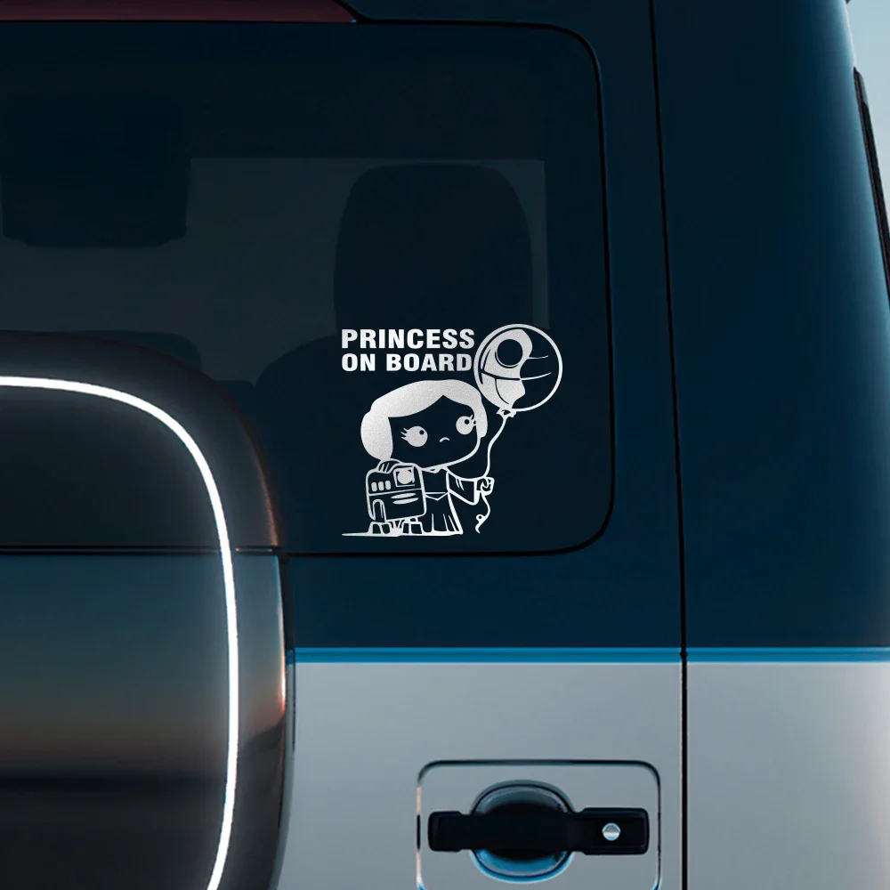 14.5x15cm Princess On Board Reflective Car Stickers Baby On Board Auto Vinyl Film Decals For Car Body Windows Car Accessories view 3