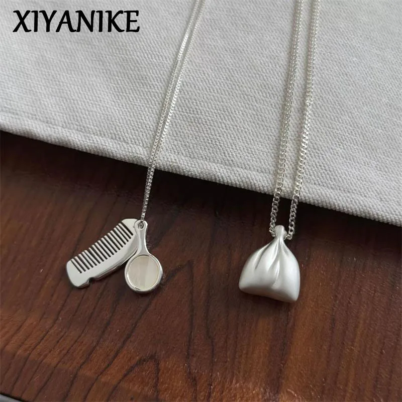 

XIYANIKE Lucky Bag Comb Shell Mirror Long Sweater Chain Necklaces For Women Fashion New Jewelry Gift Party collares para mujer