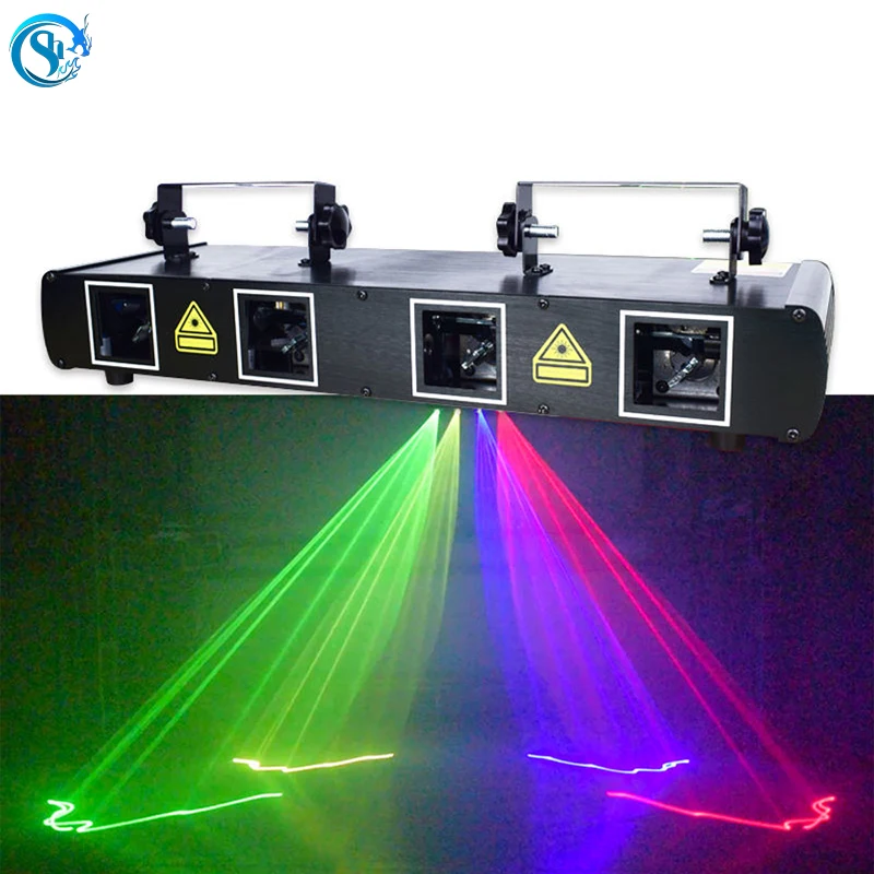 Proyector de luz láser RGB para escenario, dispositivo de 4 lentes con Control DMX, efecto de haz de luz para DJ, fiestas, pistas de baile y clubs