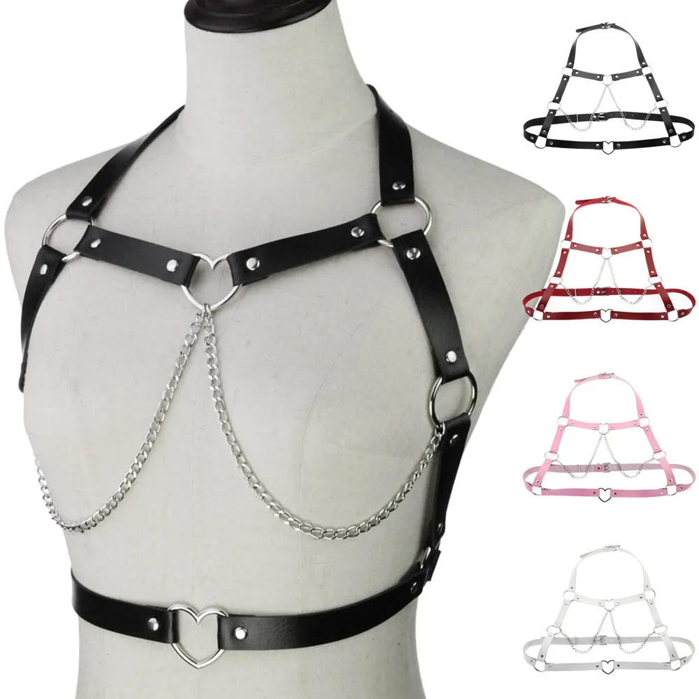 

Персонализированные модные ремешки с декоративными цепочками в форме сердца, идеально подходящие для делового повседневного стиля, панк-стиля, как наплечный ремень.