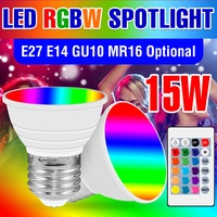 15W RGBW LED Light Bulb E27/E26 Smart Dimmable Spotlight E14 Colourful Mood Lamp GU10 Ceiling Lamp MR16 Party KTV Decor Lighting