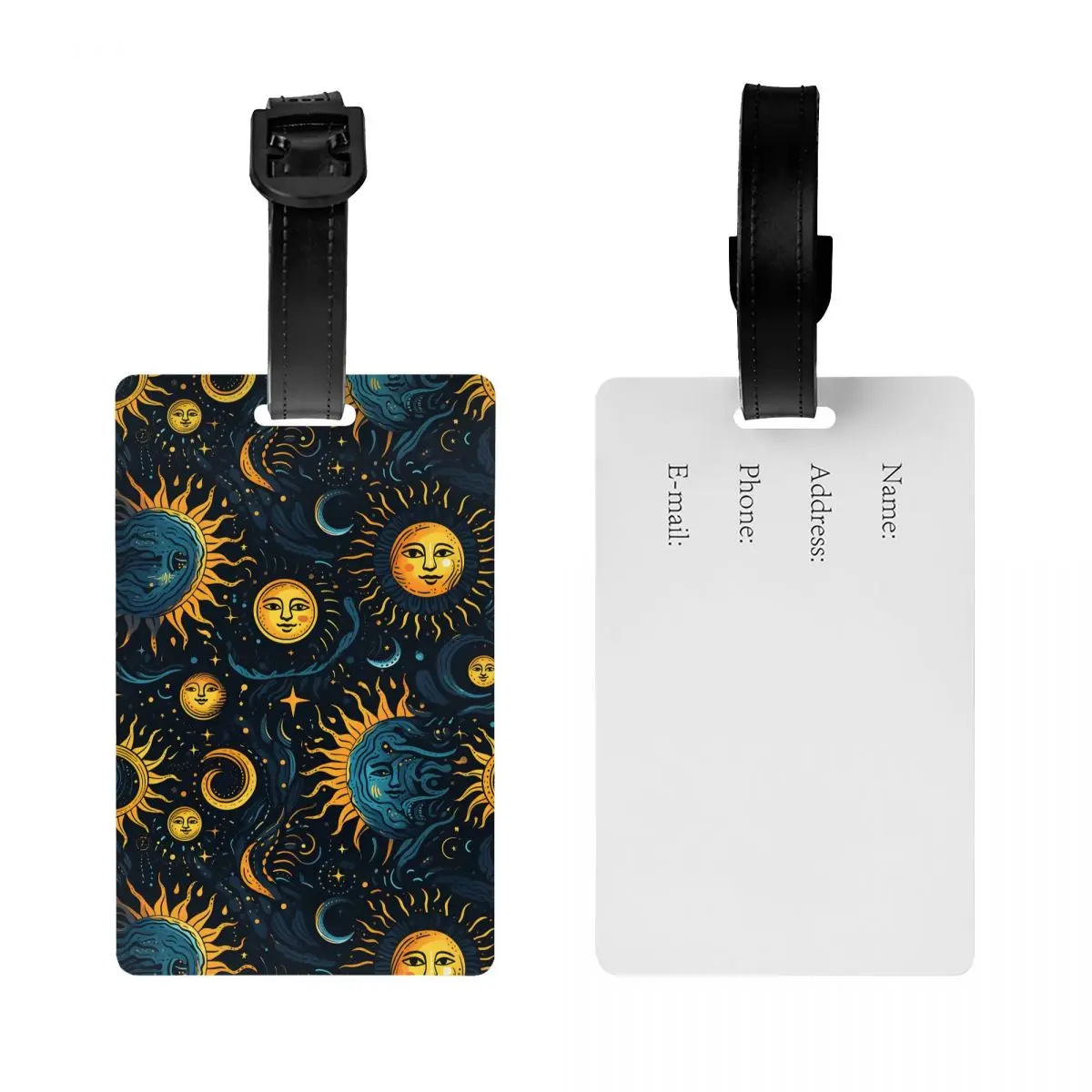 Custom Sun And Moon Luggage Tag Custom Colorful Graffiti Baggage Tags Privacy Cover Name ID Card