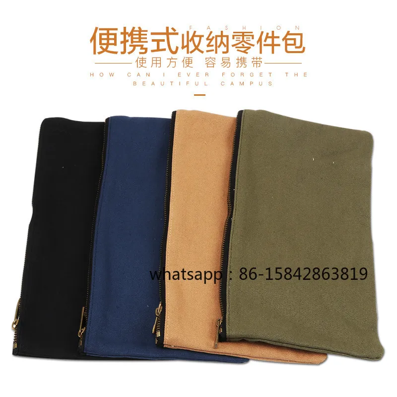 Simple Thickened Wearproof Canvas Tool Bag, Multi-Purpose Storage Pouch For Hardware Tools & Small Accessories