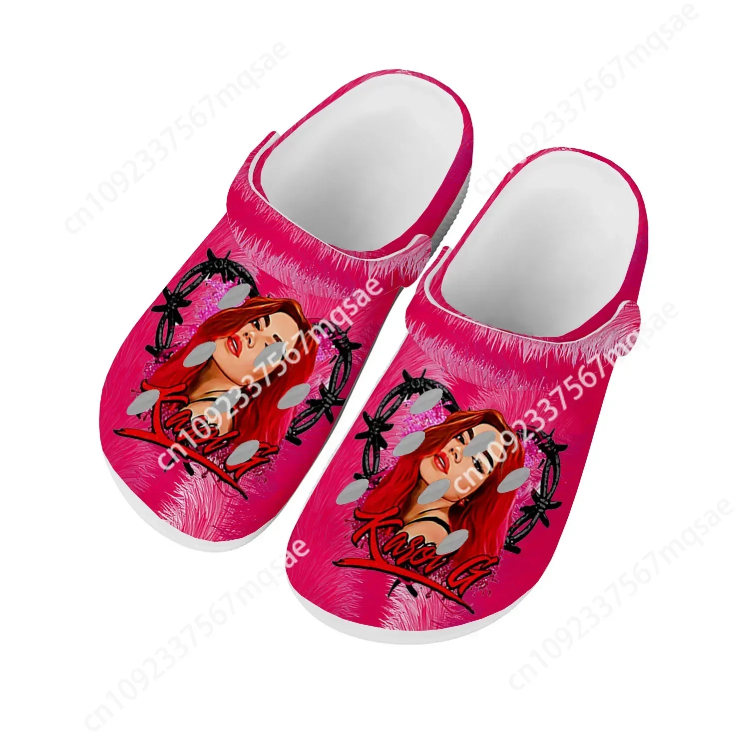 

Karol G Singer Printed Home Clogs Custom Water Shoes Mens Womens Teenager Shoe Garden Clog Breathable Beach Hole Slippers White