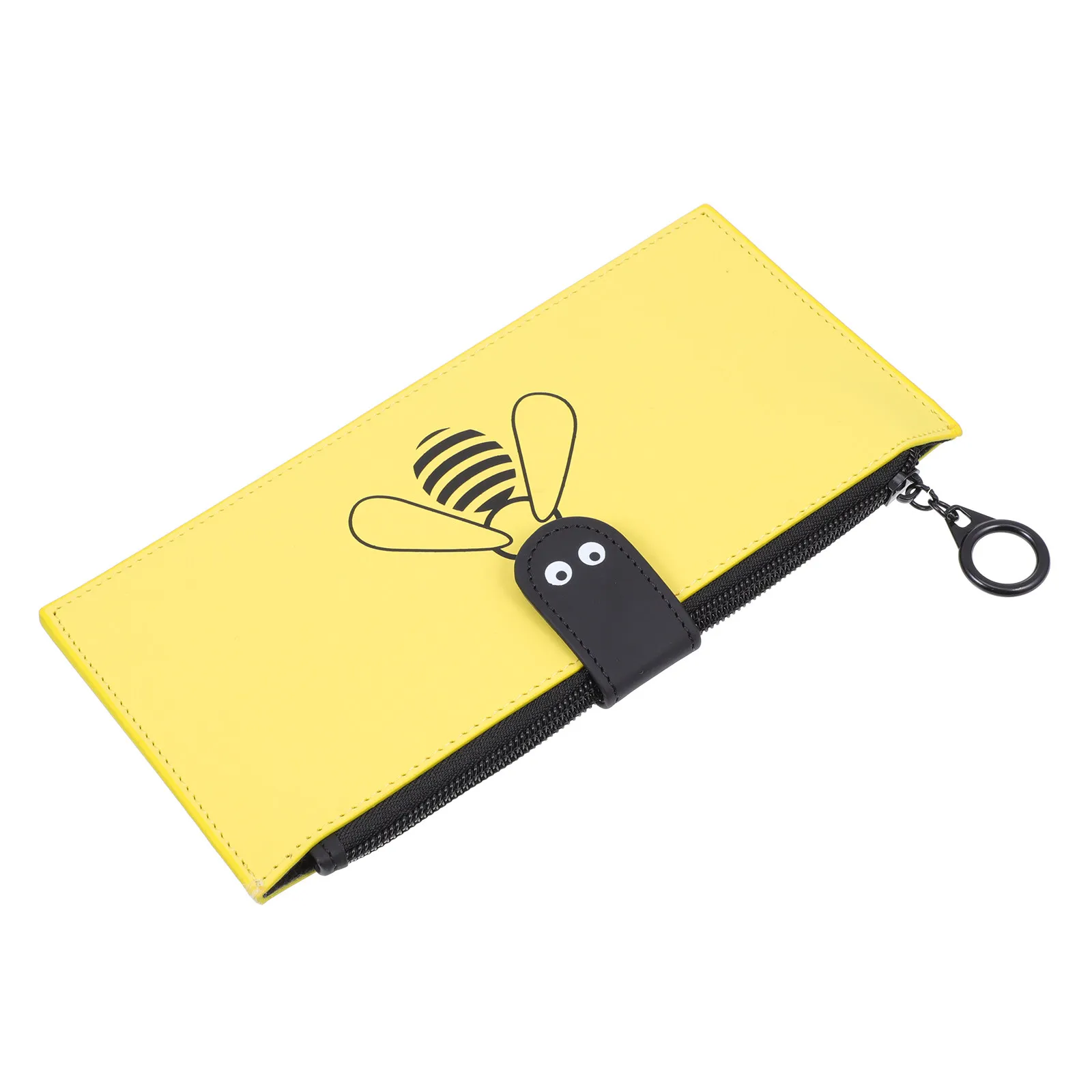 Portable Printed Pencil Bag Organizer Yellow Stationery Large Capacity Zipper Storage Pouch Student Supply