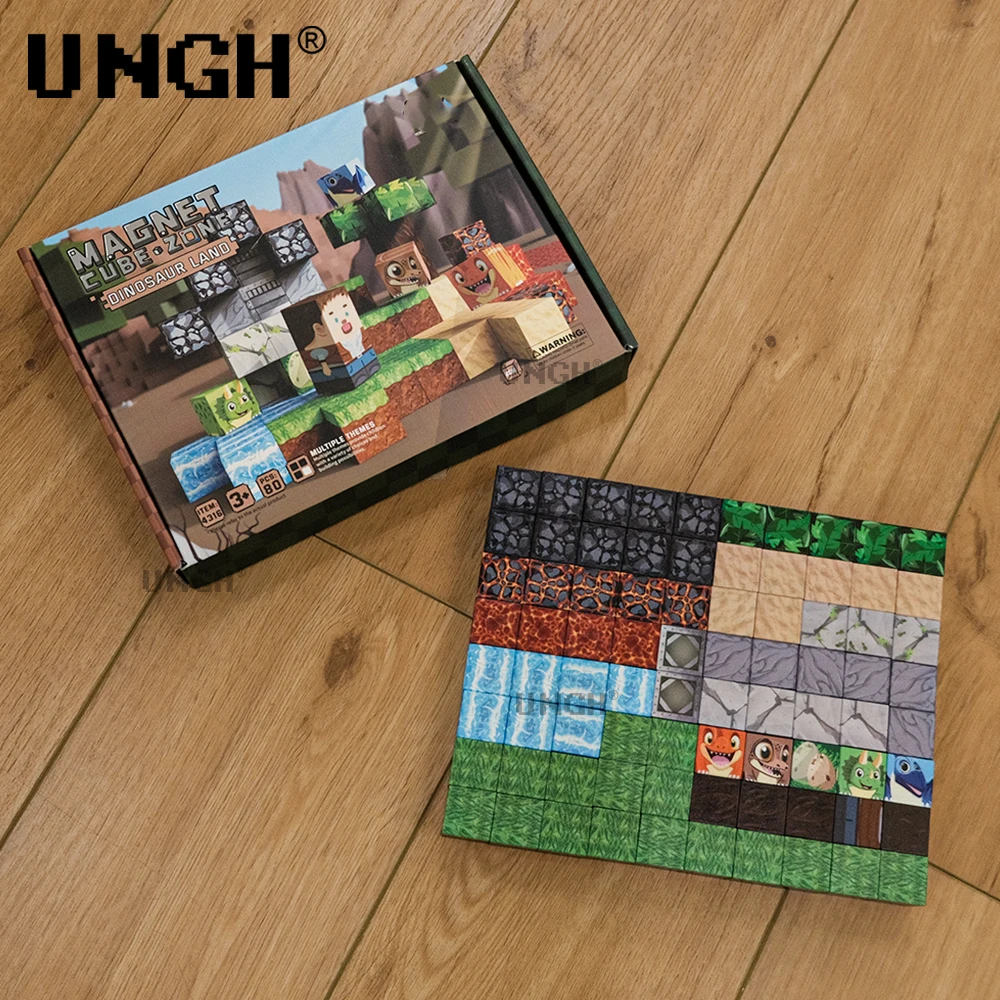 UNGH 80PCS Dinosaurier modell Magnetische Baustein Drachen Wald Magnet szene Magnet Puzzle Set STEM Bau DIY Spielzeug Geschenk