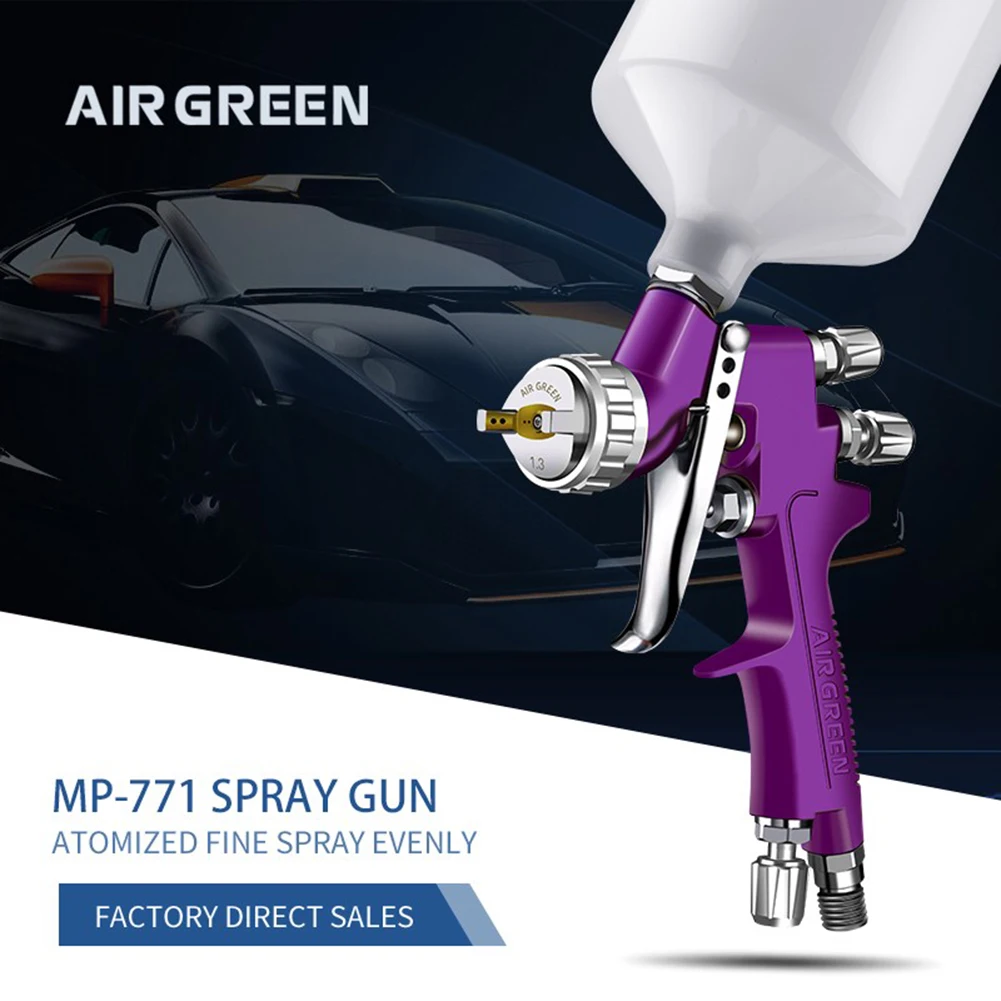 HVLP Pneumatic Gravity Feed Spray Gun 1.3MM Nozzle Air Paint Sprayer Spray Paint Kit for Automotive Furniture Leather Repair