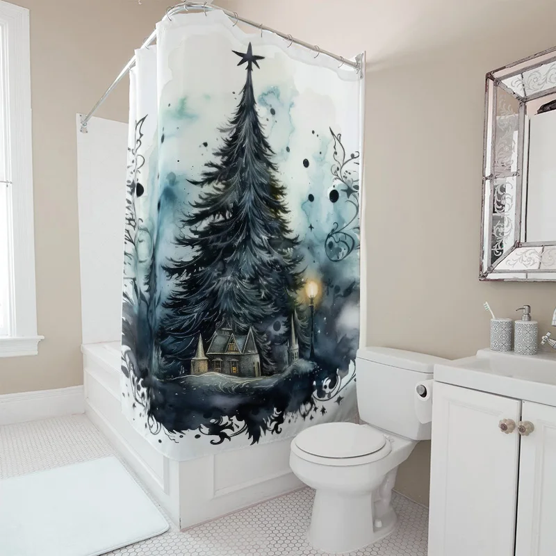 Tuniu باطني الغابات ستارة حمام القوطية المشهد دش الستار مخيف هالوين ديكور خمر الظلام الأكاديمية غرفة مقسم Bac #3