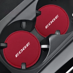 Car Coaster Water Cup Non-Slip Leather Pad Holder Mat For Ford Edge sport 2013 sync4 2020 tuning 2022 2017 2007 Auto Accessories