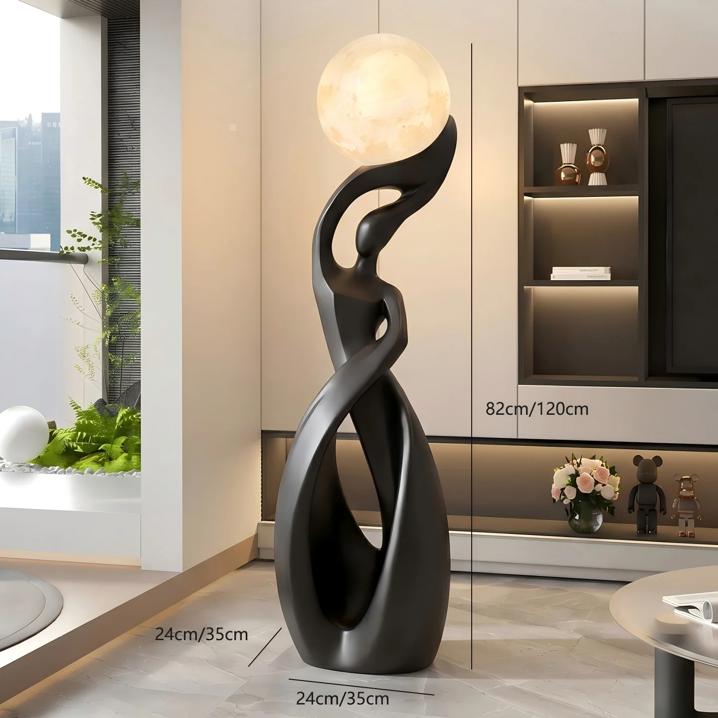 Modern Luxury Abstract Human Resin Floor Lamp Creative Moon Light Large Sculpture Statue Ornament For Living Room Hotel Villa