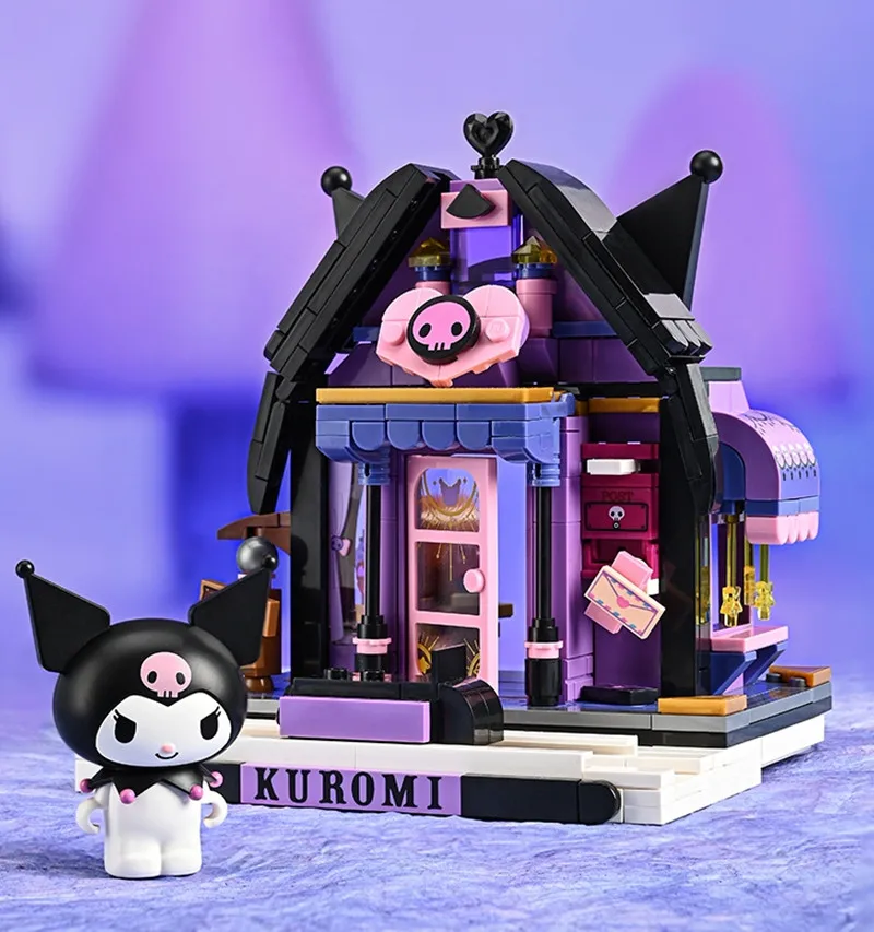 Sanrio Building Blocks Kulomi Assembled House Toy My Melody Hello Kitty Cartoon Model Toy Kids Christmas Gifts Toy