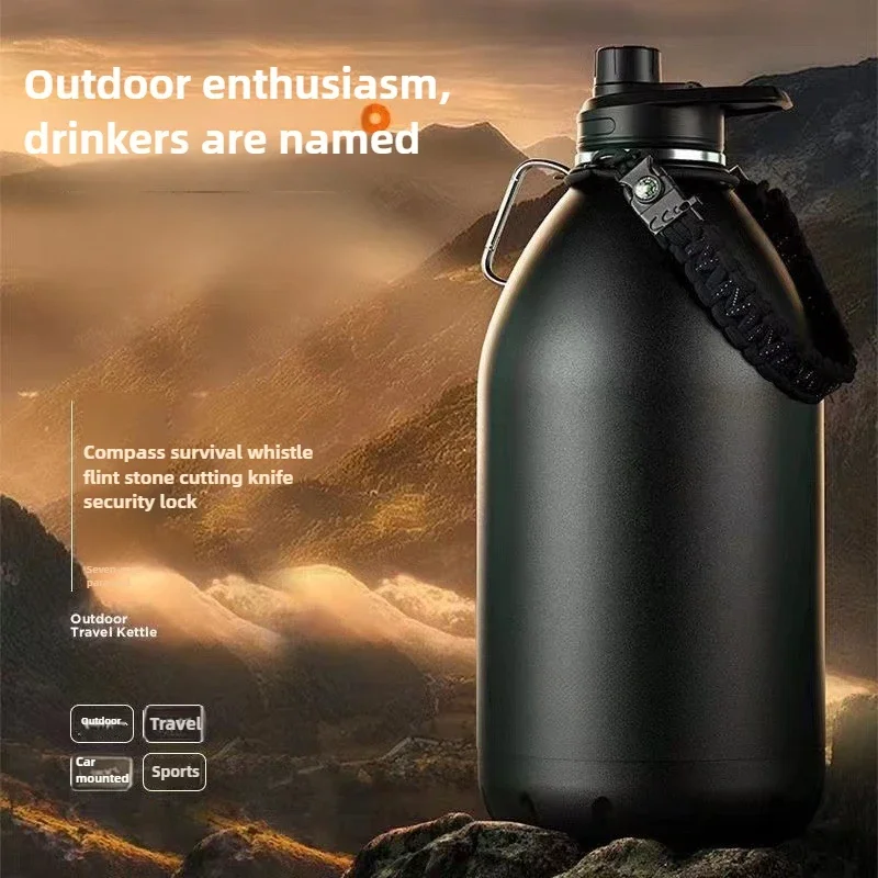 

Stainless Steel Water Bottle Outdoor Large-capacity Thermal Insulation Sports Kettle Mountaineering Travel Site Pot