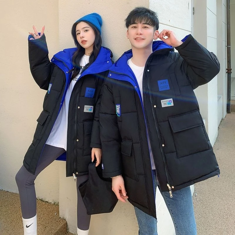 2025 جديد وصول للجنسين مزدوجة الوجهين القطن معطف مبطّن الكورية نمط منتصف طول سترة منفوخة سميكة ملابس خارجية للأزواج