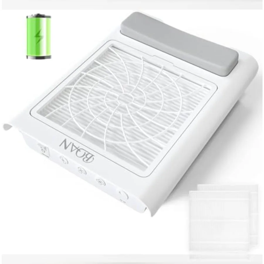 

Профессиональный перезаряжаемый вентилятор-пылесборник для маникюра с 2 многоразовыми фильтрами, бесшумный пылесборник для нейл-арта, идеально подходит для салонов