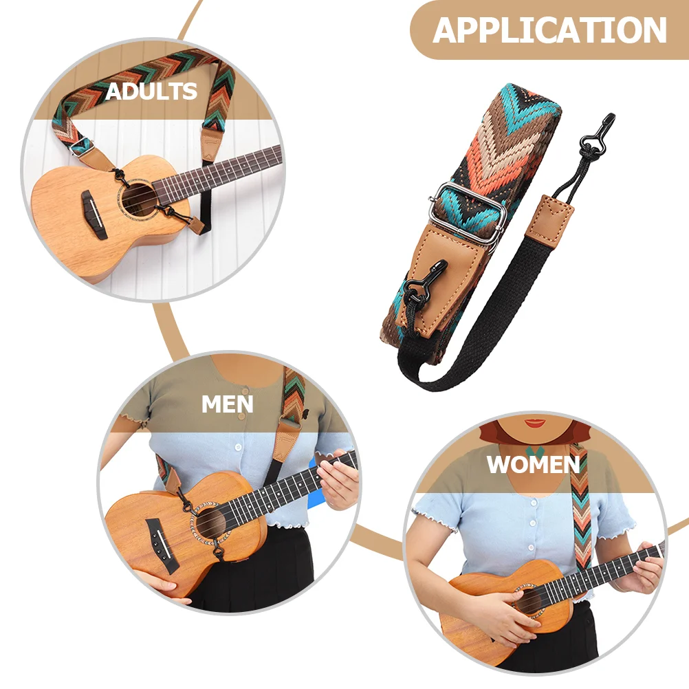 Ukulele Shoulder Strap No Drill Guitar Adjustable Belt Instrument Accessories Leopard