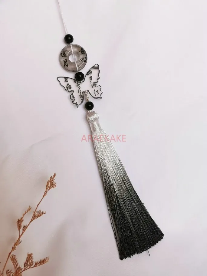 New calligraphy butterfly tassel Chinese style hanging decoration, cheongsam pressed collar accessory