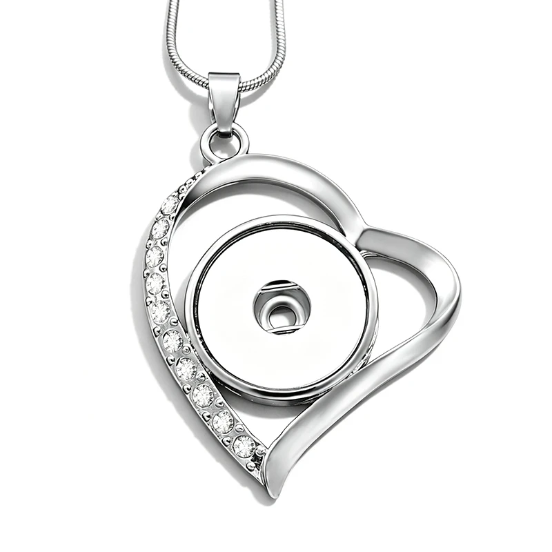 Heart Love Flowers Leaf Fishtail Starfish Sun Rudder Rose Charms Pendant Snake Chain 55cm Necklace Fit 18mm Snap Buttons