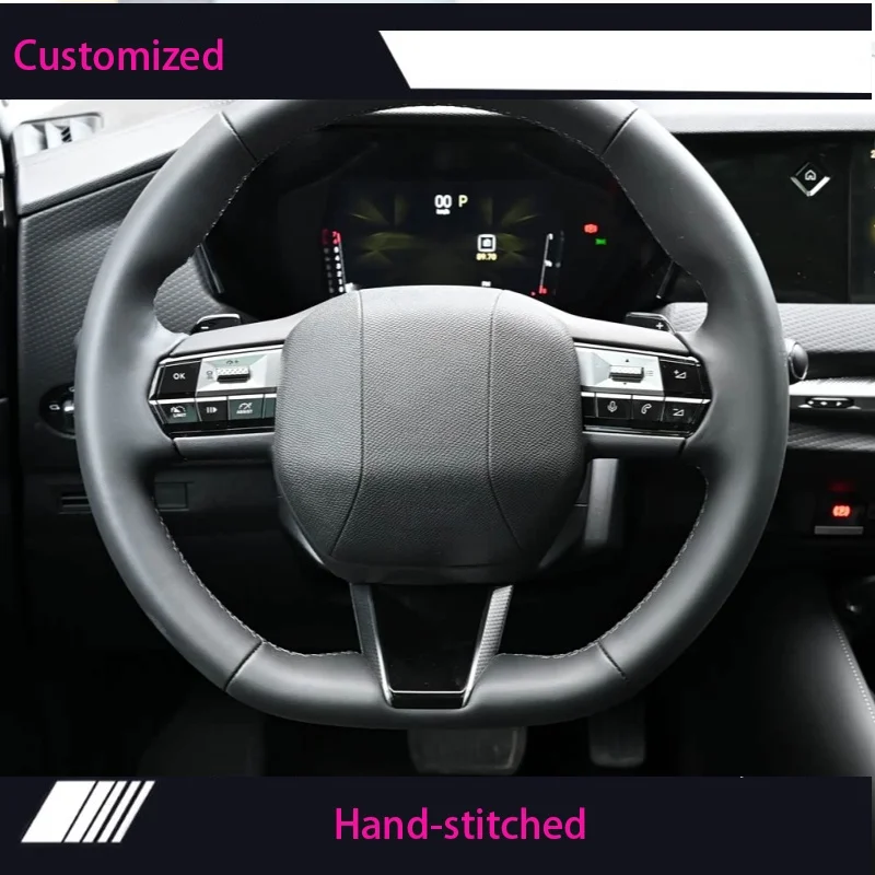 Custom Hand Sewing Microfiber Leather Car Steering Wheel Cover For Citroen DS 4 DS4 2023-2026 Car Interior Accessories