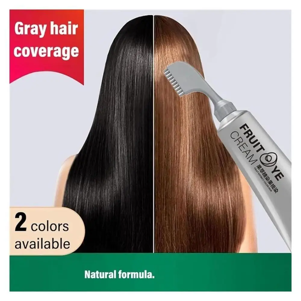 블랙 과일 염색 헤어 크림, 천연 케라틴 헤어 컬러, 식물 에센스 헤어 워싱 컬러 크림, 빗 포함, 80ml