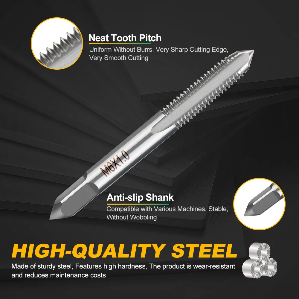 CMCP Hand Tap Drill M3 M3.5 M4 M5 M6 M7 M8 M10 M12 M14 HSS Taper Hand Spiral Point Straight Fluted Screw Thread