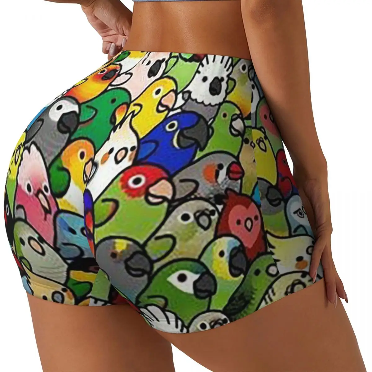 

Женские шорты для бега в тренажерном зале с птицами Cockatiel Budgie Parrot, спортивные шорты для йоги, волейбола и байкера